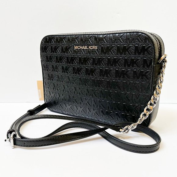 Michael Kors Jet Set Item East West Shoulder Crossbody Bag MK Signature Black - Picture 3 of 10
